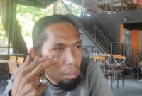 Korban saat ditemui di salah satu warkop usai periksakan kesehatannya di RS.